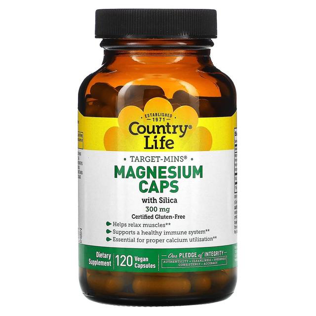 Country Life, Target-Mins magnesiumkorkit piidioksidilla, 300 mg, 120 vegaanikapselia on Productcaster.