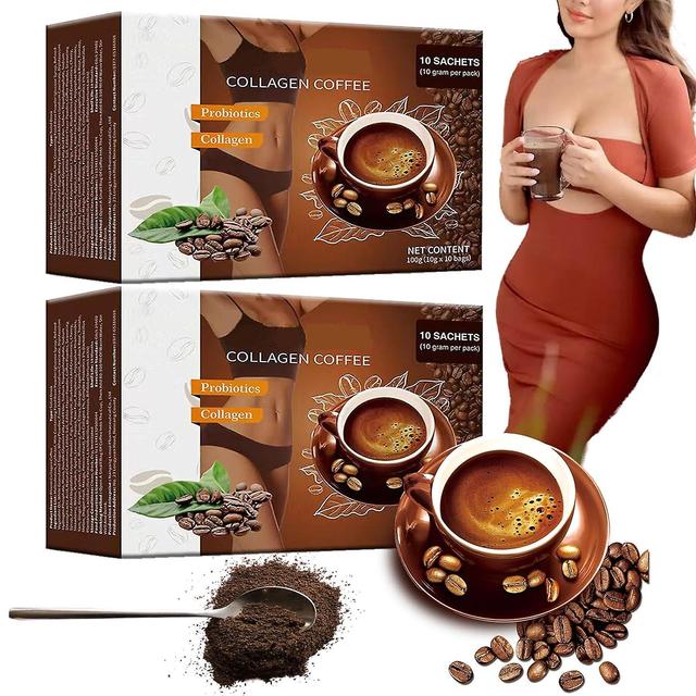 Fongwan Kaffe kollagen, Instant Kollagen Kaffepulver understøtter energi, Kollagen Kaffe Supplement Instant Coffee Mix Metabolisme Booster 2stk - 200g on Productcaster.