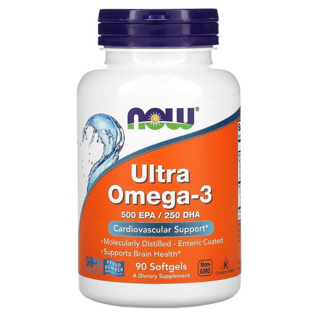 NOW Foods NU livsmedel, Ultra Omega-3, 500 EPA / 250 DHA, 90 enteriska belagda softgels on Productcaster.