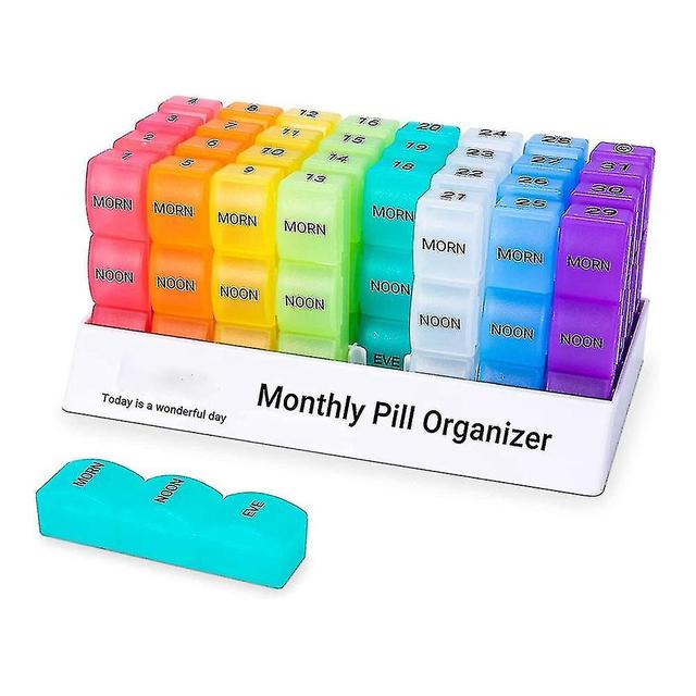 Monthly 3 Times A Day, One Month Pill Box Organizer To Hold Fish Oil, Vitamins, Supplements & Medic on Productcaster.