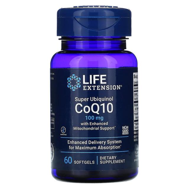 Life Extension Livsforlængelse, Super Ubiquinol CoQ10 med forbedret mitokondriestøtte, 100 mg, 60 softgels on Productcaster.