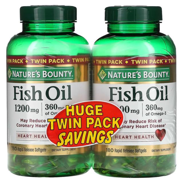 Natures Bounty Nature's Bounty, Fish Oil, Twin Pack, 1,200 mg, 180 Rapid Release Softgels Each on Productcaster.