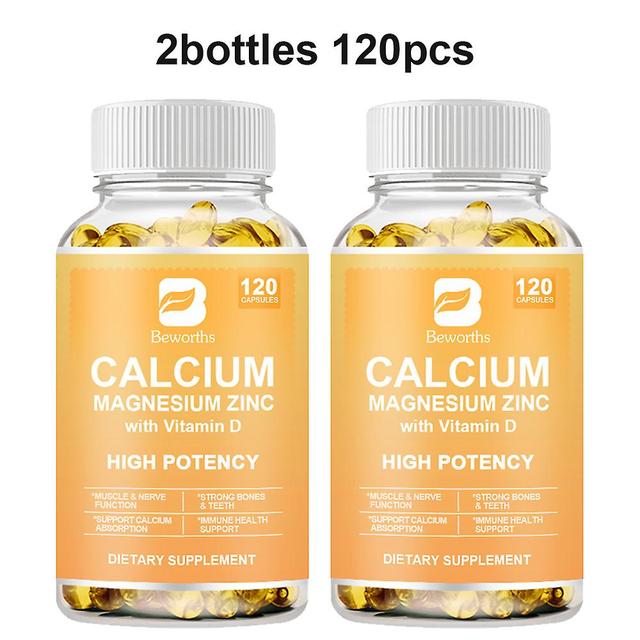 Huamade Calcium Magnesium Zinc Supplement Plus Vitamin D3&citrate Promotes Healthy Bones & Teeth Supports Nerve&muscle Function 2bottles 120pcs on Productcaster.