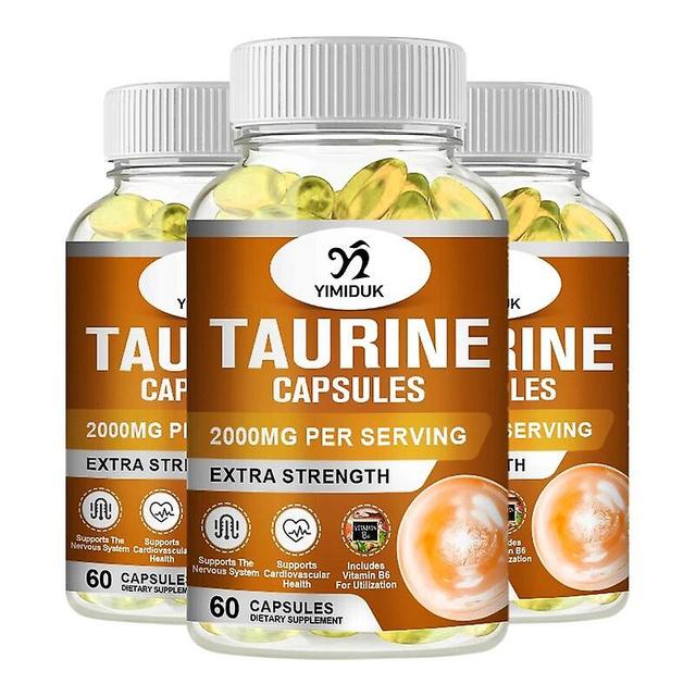 Venalisa Taurine Capsules Supports Nervous System Supports Cardiovascular Health Includes Vitamin B6 for Utilization 3 Bottles 60 PCS on Productcaster.