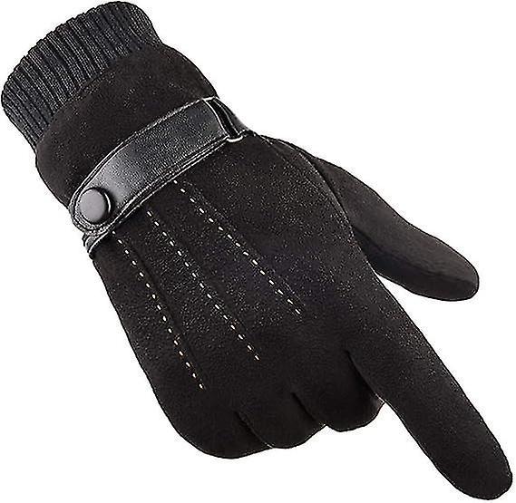 1 Paire Gants Hiver chaud cran tactile pour homme (noir) femme thermiques en suede doublure polaire on Productcaster.