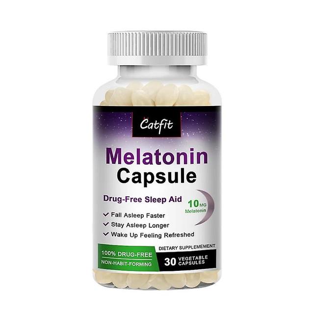 Catfit Healthy Melatonin Help-sleep Capsules Anxiety Stress Relief Sleep Better Remove Black-eye Body Clock Regulation Sleepinghuamade Huamade 30pcs on Productcaster.