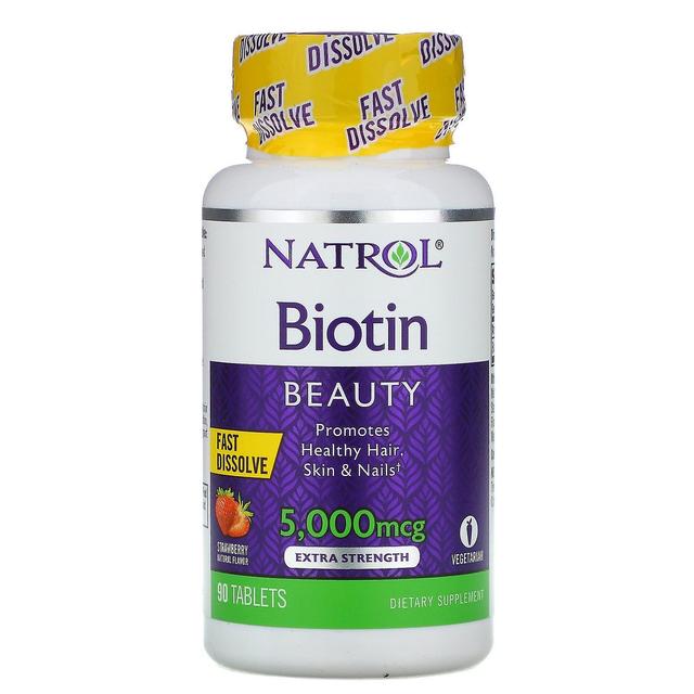 Natrol, Biotin, Strawberry, 5,000 mcg, 90 Tablets on Productcaster.