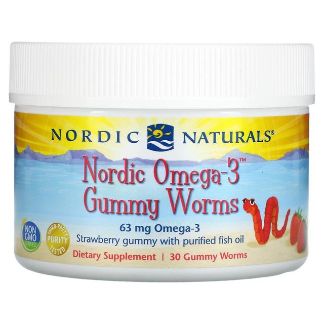 Nordic Naturals, Nordic Omega-3 Gummy Worms, Jordgubbe, 63 mg, 30 Gummy Worms on Productcaster.