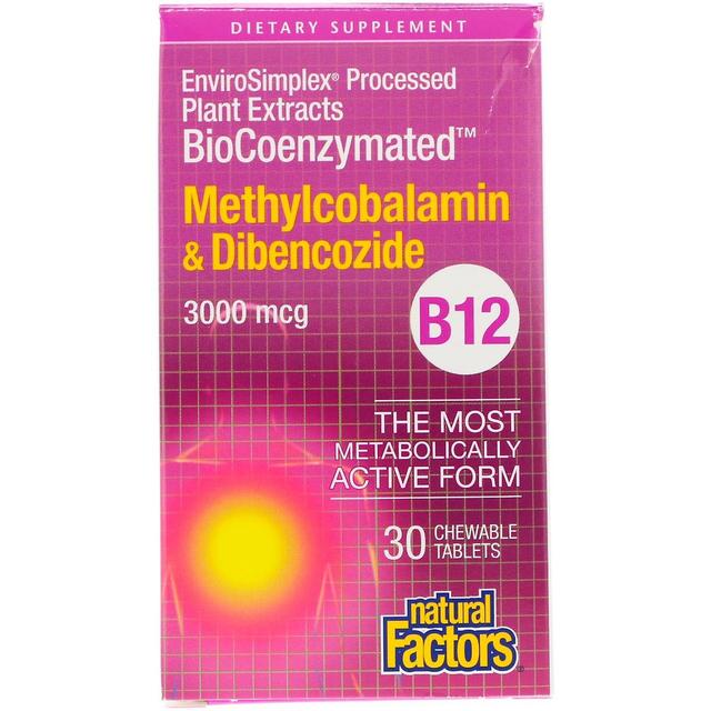 Natural Factors Fatores Naturais, BioCoenzymated, B12, Methylcobalamin & Dibencozide, 3.000 mcg, on Productcaster.