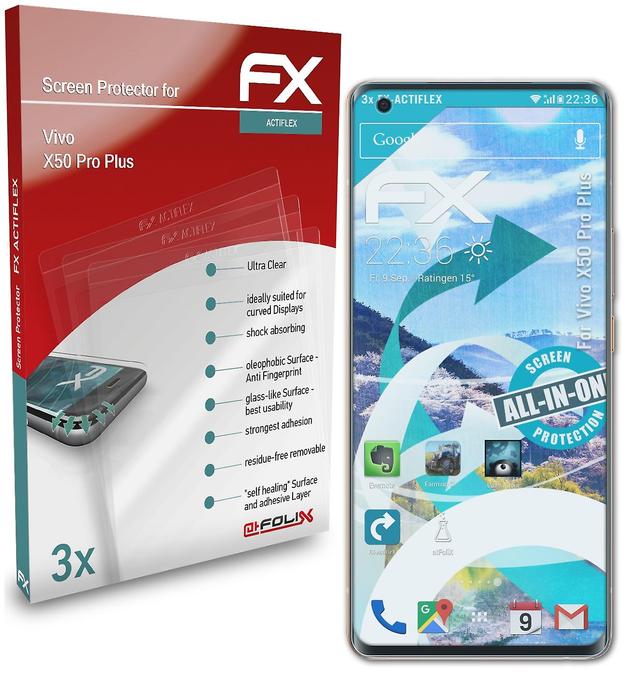 atFoliX 3x protective film compatible with Vivo X50 Pro Plus film clear &flexible 04 FX-ACTIFLEX on Productcaster.