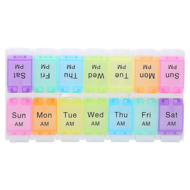 Gegong Pills Organizer 14 Grids Multiple Colors Large Capacity Separate Lightweight Portable Pills Container on Productcaster.