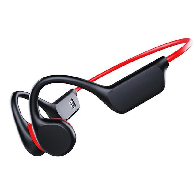 Swimming Waterproof Bone Conduction Headset Lightweight Sweatproof Earphone For Workout Walking Black Red on Productcaster.