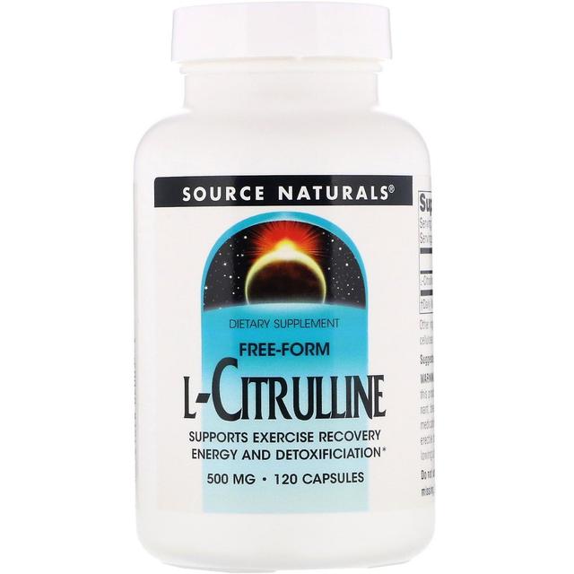 Source Naturals Lähde Naturals, L-sitrulliini, 500 mg, 120 kapselia on Productcaster.