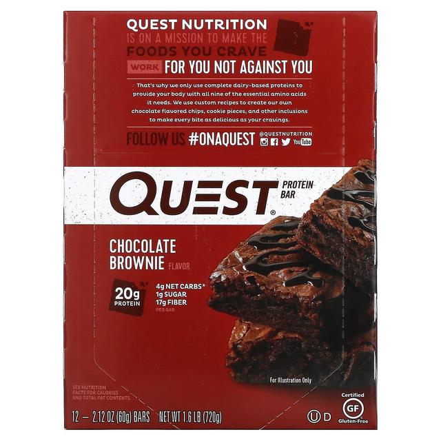 Quest Nutrition, Protein Bar, Brownie de Chocolate, 12 Bares, 2,12 oz (60 g) Cada on Productcaster.