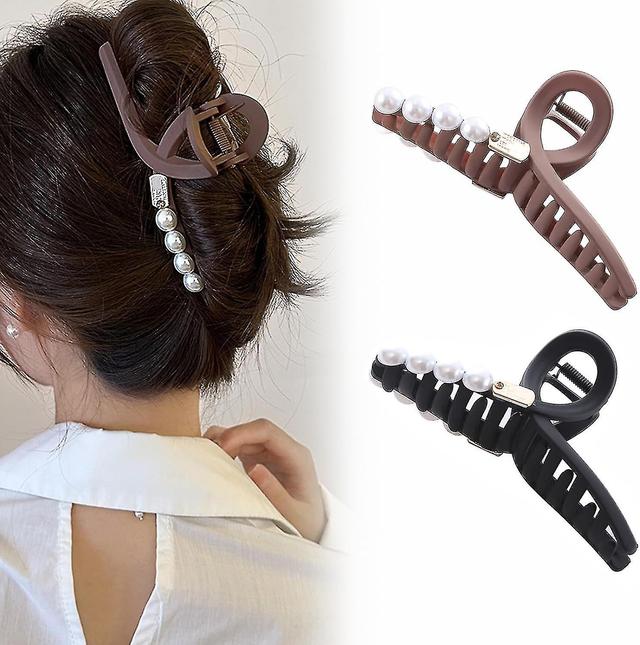 TT 2 Pcs Grandes Pinces Cheveux Givres Avec Perles Pinces Cheveux En Acrylique Pour Dames on Productcaster.