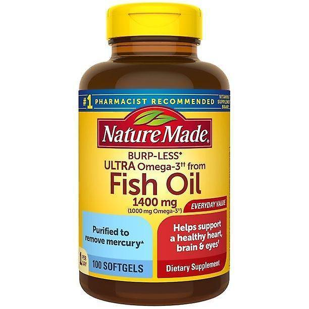 Nature Made A natureza fez óleo de peixe arroto ultra ômega 3 1400 mgs um por dia, 100 softgels, óleo de peixe ômega 3 suplemento para a saúde do c... on Productcaster.