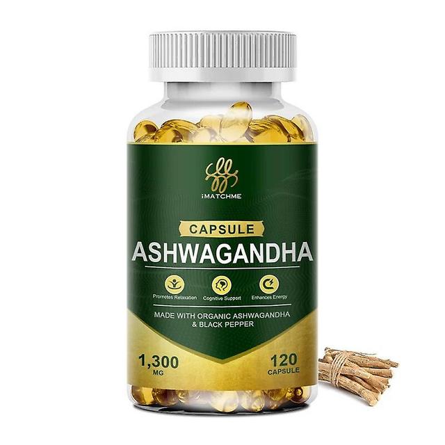 3x Ashwagandha extraktkapslar, öka immuniteten, öka energin, förbättra sömnen, antioxidant, minska fettet, lindra stresshuamade huamade huamade 120pcs on Productcaster.