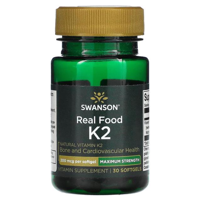 Swanson, Maximum Strength, Real Food K2, 200 mcg, 30 Softgels on Productcaster.