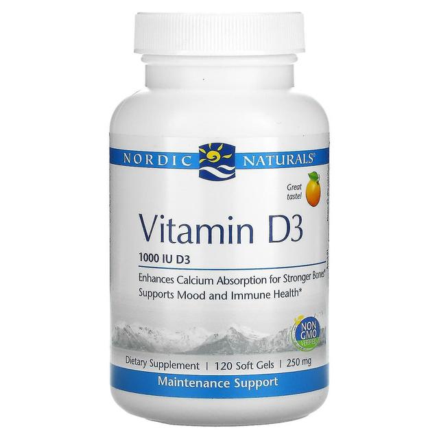 Nordic Naturals Naturali nordici, vitamina D3, arancione, 1.000 IU, 120 gel morbidi on Productcaster.