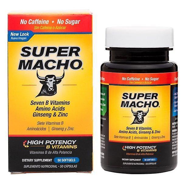 Suplemento dietético super macho com vitaminas B de alta potência, sem conservantes, açúcar ou cafeína, 50 softgels on Productcaster.