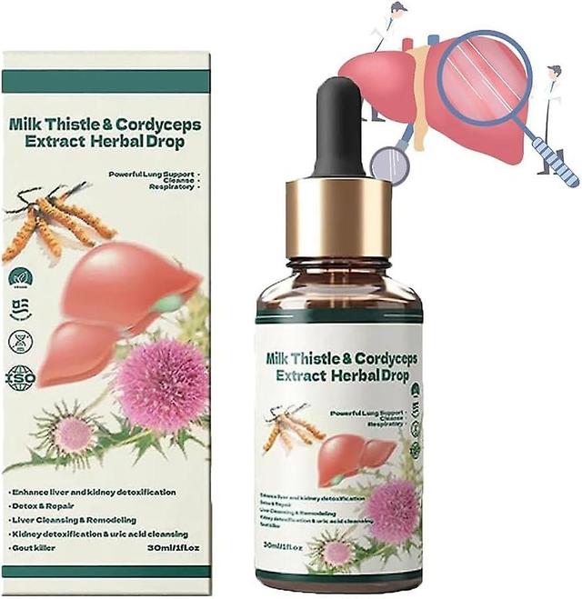 Zjrui Milk Thistle & Cordyceps Sinensis Drops,milk Thistle & Cordyceps Sinensis Drops,herbal Supplements, Powerful Liver Support,detox & Repair 1 Pcs on Productcaster.