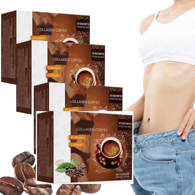 Fongwan Kaffe kollagen, Instant Collagen kaffepulver stöder energi, kollagen kaffe tillägg Instant Coffee Mix Metabolism Booster 4st - 400g on Productcaster.