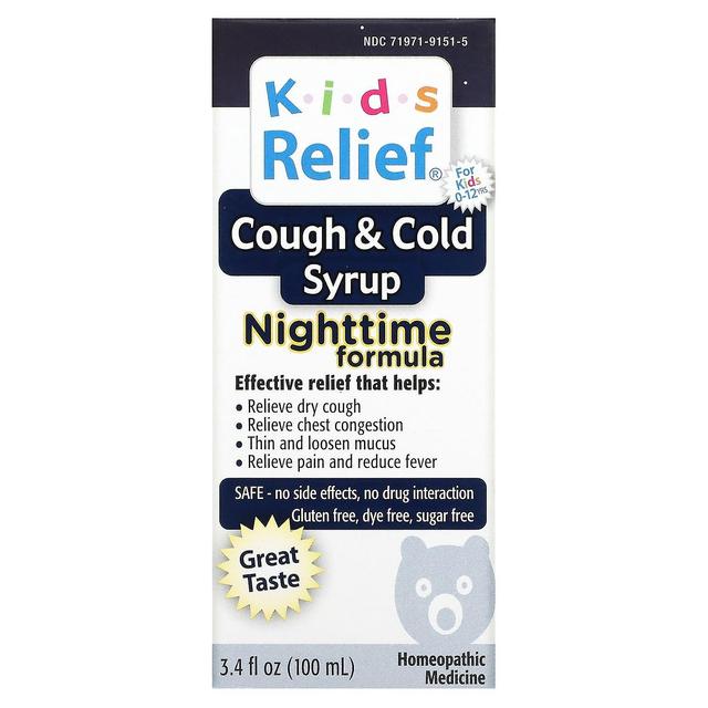 Homeolab USA, Kids Relief, Cough & Cold Syrup, Nighttime Formula, For Kids 0-12 Yrs, 3.4 fl oz (100 on Productcaster.