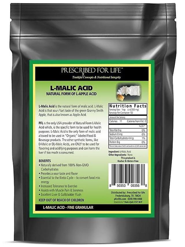 Prescribed For Life El ácido málico (L) - La única forma natural - USP granular (Soporte de órgano vital) 1 kg (2.2 lb) on Productcaster.