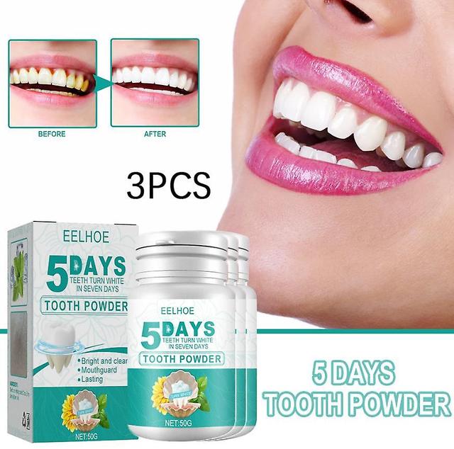 1pc Eelhoe 5-day Beauty Tooth Powder, blanqueamiento, limpieza de dientes, manchas de humo, suciedad, placa oral fresca, limpieza de polvo dental 3PCS on Productcaster.