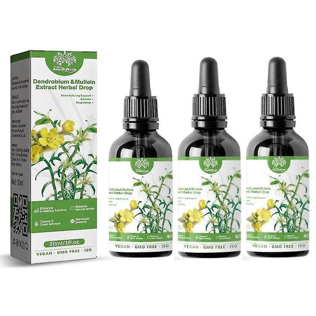 3pcs Dendrobium & Mullein Extract - Powerful Lung Support & Respiratory & - Made Drops - Cleanse In Herbal [XH] on Productcaster.