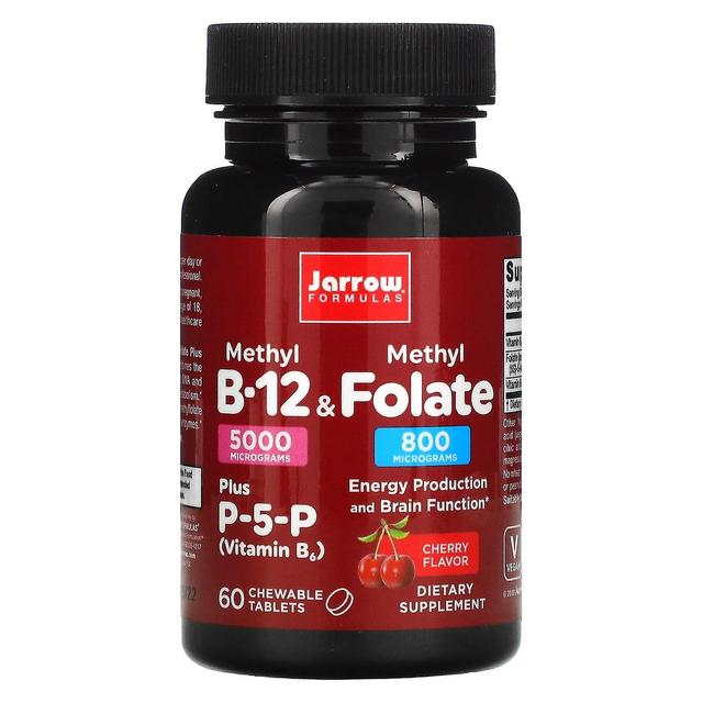 Jarrow Formulas, Methyl B-12 & Methyl Folate, Cherry Flavor, 5000 mcg / 800 mcg, 60 Chewable Tablets on Productcaster.