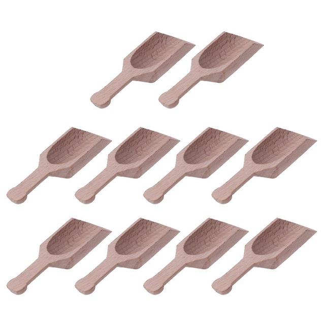 10pcs Petites pelles de sel Poignée plate Scoop Hêtre Cuillère à café Lait en poudre Scoops Size 2 on Productcaster.