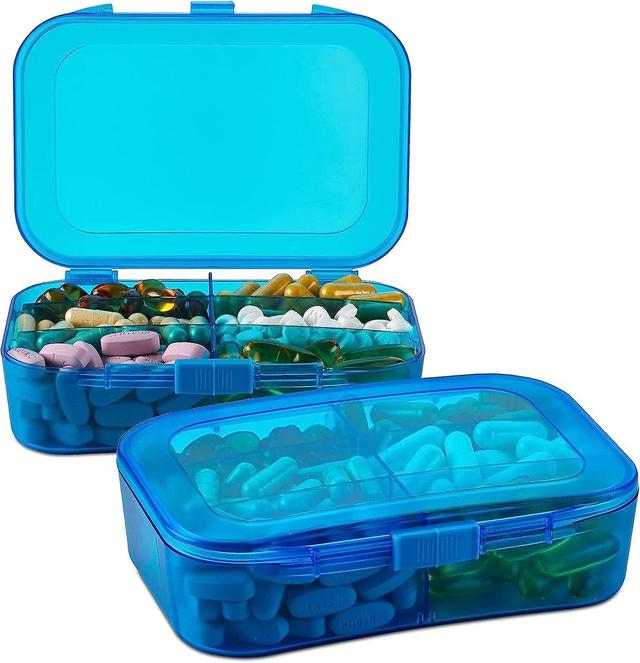 Compartment Portable Reminder Box for Your Pills, Medicines, Supplements, Vitamins and Fish Oils, Bl on Productcaster.