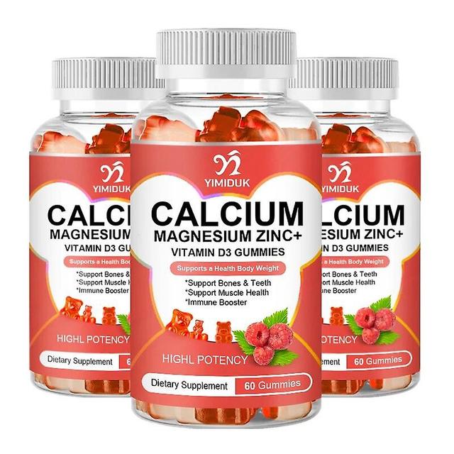 Visgaler Calcium Magnesium Zinc Gummies Vitamin D3 K2 Increase Immune System Function Strong Bones Teeth Heart Nerve Health 3 Bottles on Productcaster.