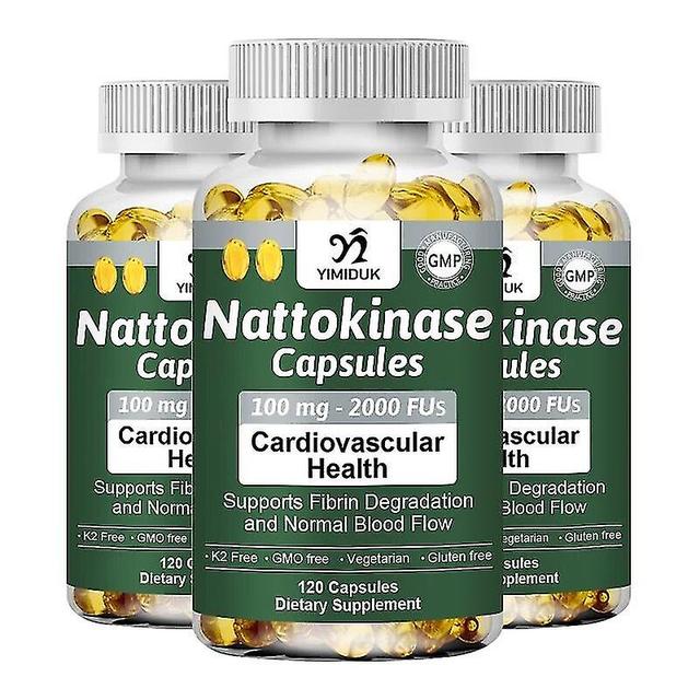 Nattokinase Capsules 2000fu Heart And Blood Supplements Helps Cardiovascular Health For Old Parents 120 Capsules 3 Bottles 120pcs on Productcaster.