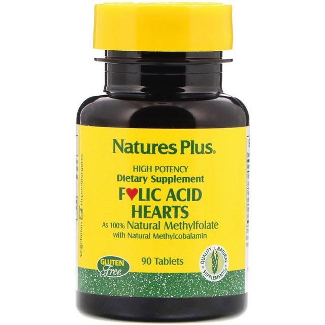 Nature's Plus, Corações de Ácido Fólico, 90 Comprimidos on Productcaster.