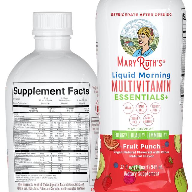 Maryruth Liquid Morning Multivitaminen Fruit Punch 32 Fl Oz Geen toegevoegde suiker Zhexin on Productcaster.