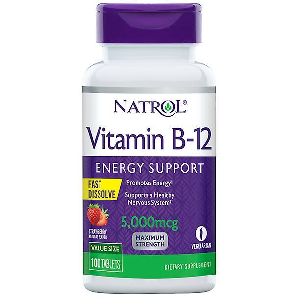 Comprimidos de dissolução rápida de vitamina B12 natrol, suporte energético, 5.000mcg, 100 contagem on Productcaster.