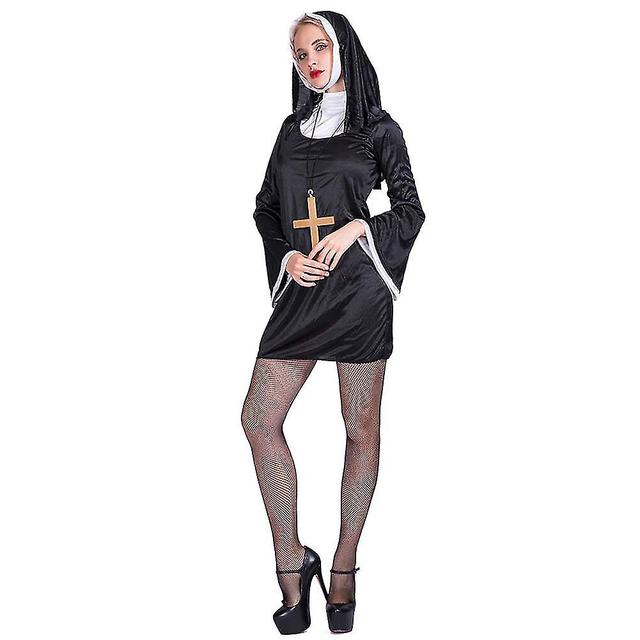 Halloween Nun Cosplay Costume With Hood Multipurpose Party Cosplay Clothing on Productcaster.