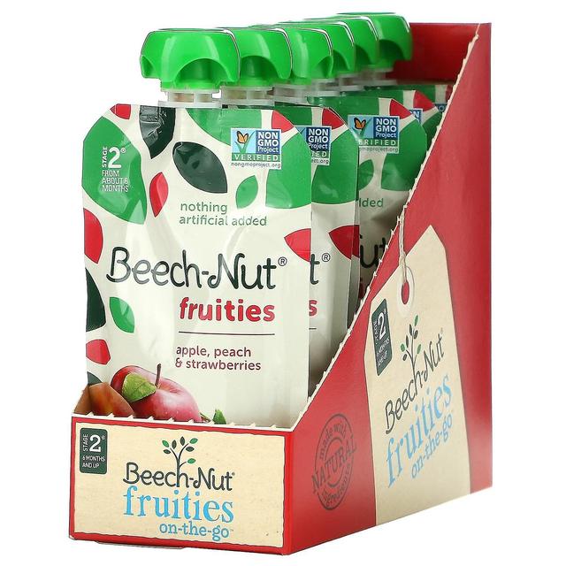 Beech-Nut Noz de Faia, Frutas, 6+ Meses, Maçã, Pêssego e Morangos, 12 Bolsas, 3,5 onças (99 g) Cada on Productcaster.