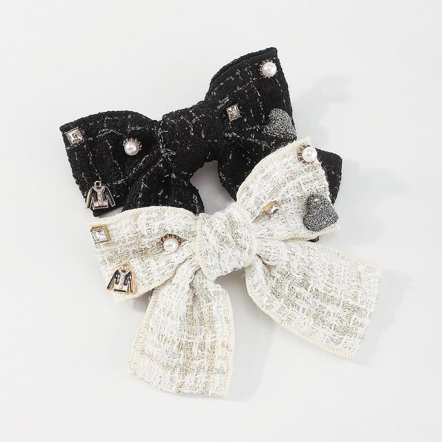 Wabjtam 2pc Lovely Women Bowknot Hairpin Black+White on Productcaster.