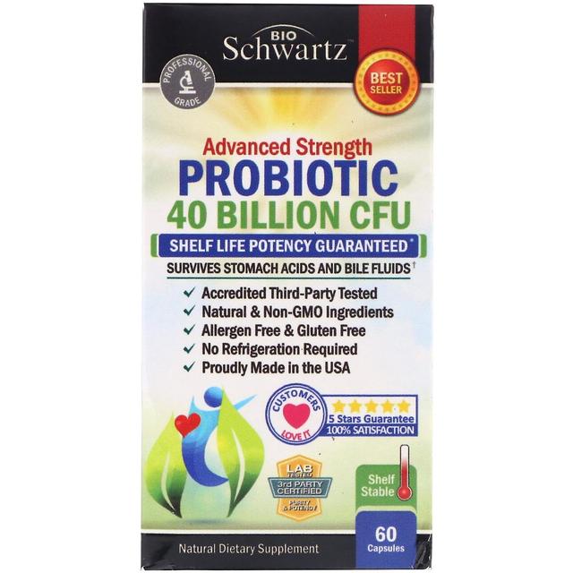 BioSchwartz, Advanced Strength Probiotic, 40 Billion CFU, 60 Capsules on Productcaster.