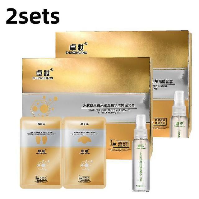 2 sæt peptid hjorte knogle kollagen essens kit anti aging nano øjeblikkelig essens påfyldning essens sæt fugtgivende hudpleje on Productcaster.