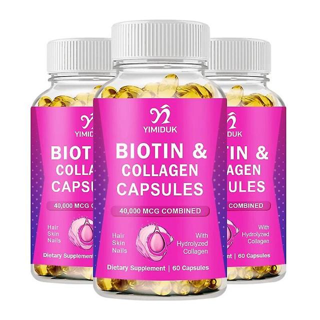 Vorallme Biotin with Collagen Supplement Protein Support Anti Aging Formula Strong Nails Shiny Hair Glowing Smooth Skin Vegan Capsule 3 Bottles 120... on Productcaster.