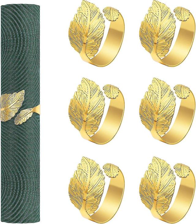 6 PCS Or Rond de Serviette en Mtal en Forme de Feuilles, Porte-Serviettes Exquis Rsistants Dcolorer & Rouiller, Anneau de Boucle pour Serviette d on Productcaster.