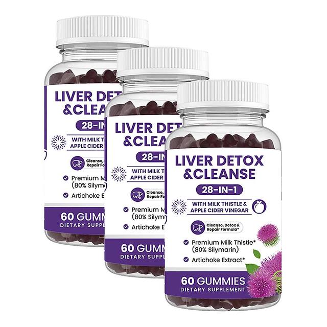 3 Pack Liver Cleanse Detox & Repair Gummies Recipe - Herbal Liver Support Supplement: Milk Thistle, Artichoke Extract, Dandelion, Beet, Chicory Root & on Productcaster.