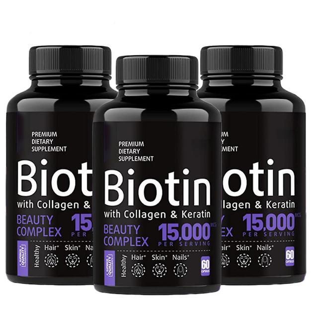 Biotin Kapseln - Maximale Stärke Biotin Vitamin B7 für gesundes Haar und Haut und Keratin Unterstützung - Gentechnikfrei 3PCS on Productcaster.