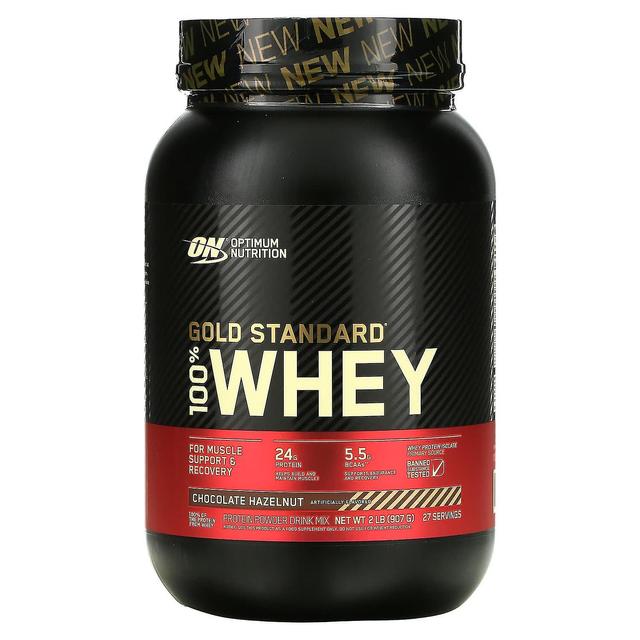 Optimum Nutrition Optimal ernæring, guldstandard 100% valle, chokoladehasselnød, 2 lb (907 g) on Productcaster.