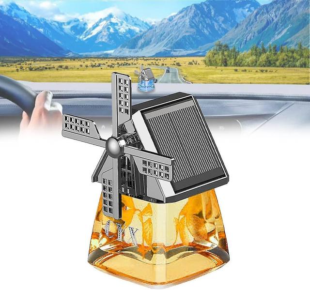 Szbght Car Air Fresheners, Solar Energy Car Fragrance Diffuser, Windmill Solar Energy Rotating Aromatherapy Car Air Freshener Yellow on Productcaster.