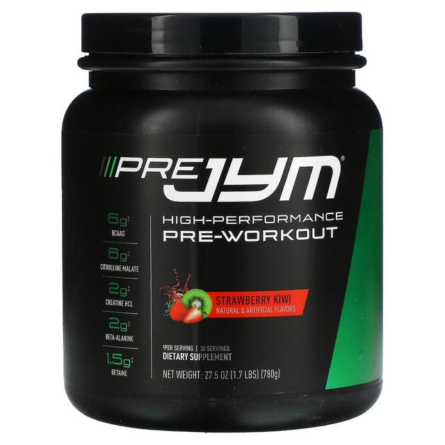 JYM Supplement Science, Pre JYM, korkean suorituskyvyn harjoittelua edeltävä harjoitus, mansikkakiivi, 1,7 paunaa (780 g) on Productcaster.